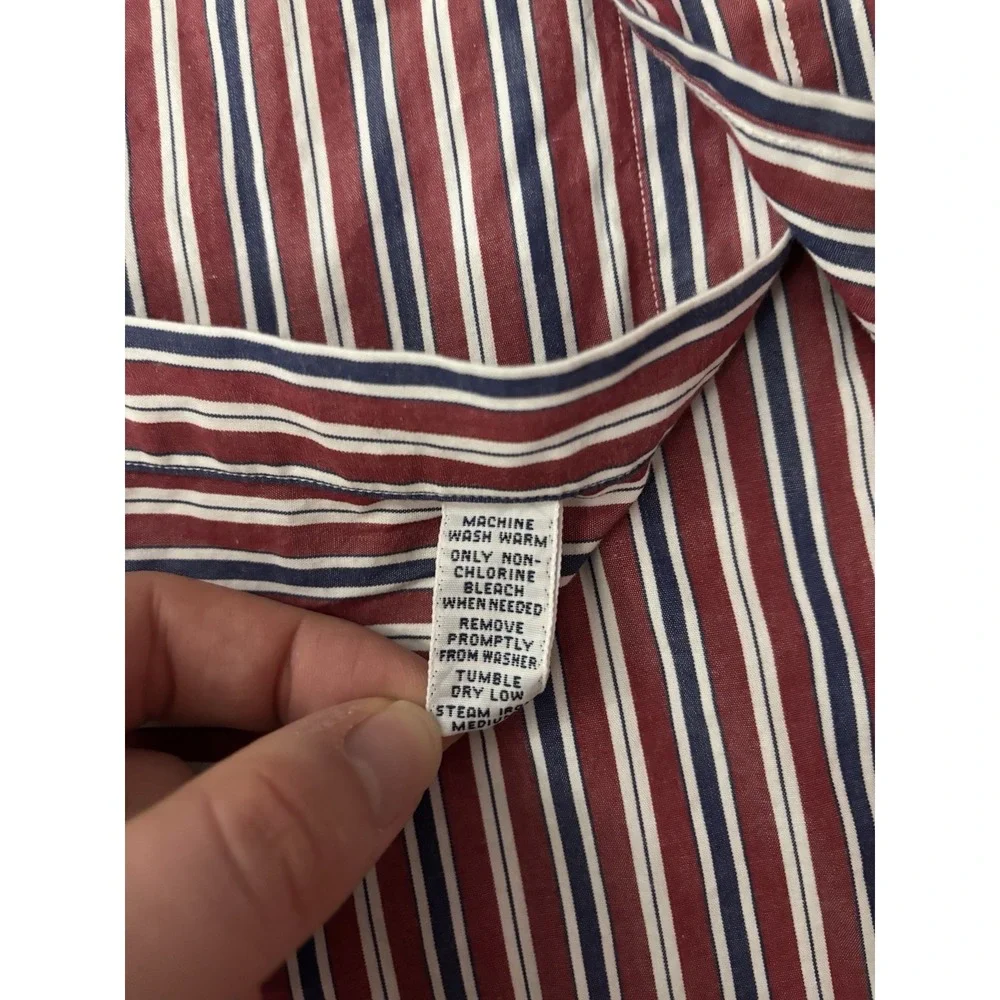 Polo Ralph Lauren Mens L 16.5 34/35 Yarmouth Red Blue Striped‎ Long Sleeve Shirt